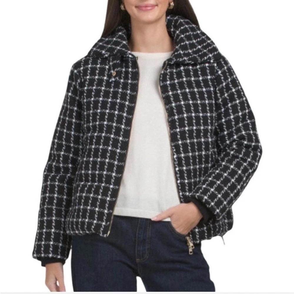 Jason Wu Black and White Tweed Puffer Jacket NWT